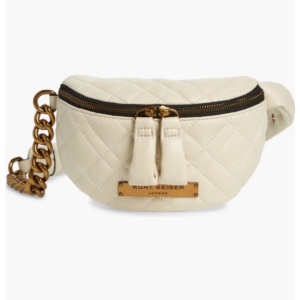 Kurt Geiger Quilted  Brixton Quilt Belt Bag  Color  Bone